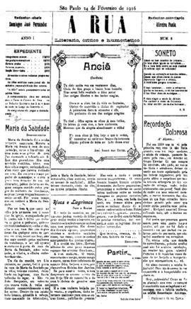 A Rua [jornal], a. 3, n. 3. São Paulo-SP, 24 fev. 1916.