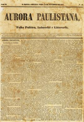 A Aurora paulistana [jornal], a. 2, n. 82. São Paulo-SP, 29 nov. 1852.