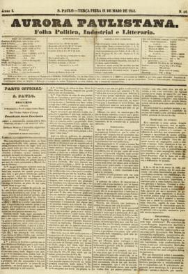 A Aurora paulistana [jornal], a. 1, n. 41. São Paulo-SP, 11 mai. 1852.
