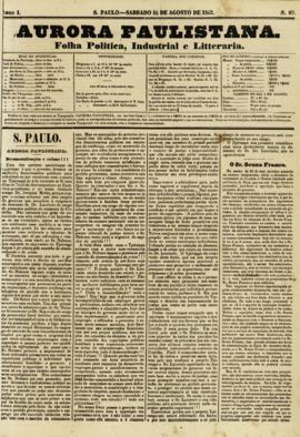 A Aurora paulistana [jornal], a. 1, n. 67. São Paulo-SP, 14 ago. 1852.