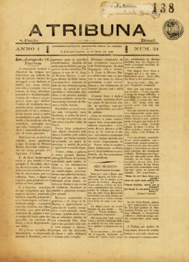 A Tribuna [jornal], a. 1, n. 21. São José dos Campos-SP, 22 mai. 1908.