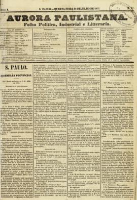 A Aurora paulistana [jornal], a. 1, n. 65. São Paulo-SP, 28 jul. 1852.