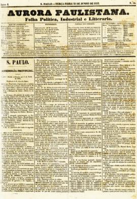 A Aurora paulistana [jornal], a. 1, n. 54. São Paulo-SP, 22 jun. 1852.