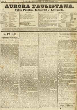 A Aurora paulistana [jornal], a. 1, n. 63. São Paulo-SP, 21 jul. 1852.