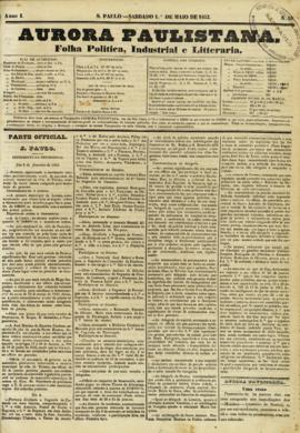 A Aurora paulistana [jornal], a. 1, n. 38. São Paulo-SP, 01 mai. 1852.