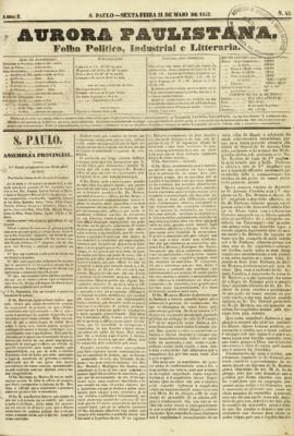 A Aurora paulistana [jornal], a. 1, n. 42. São Paulo-SP, 21 mai. 1852.