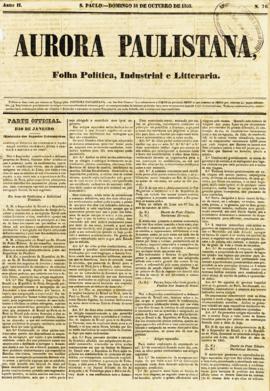 A Aurora paulistana [jornal], a. 2, n. 76. São Paulo-SP, 31 out. 1852.