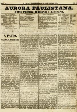A Aurora paulistana [jornal], a. 1, n. 60. São Paulo-SP, 12 jul. 1852.