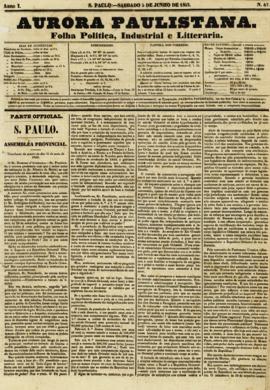 A Aurora paulistana [jornal], a. 1, n. 47. São Paulo-SP, 05 jun. 1852.