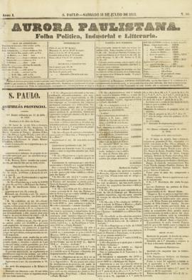 A Aurora paulistana [jornal], a. 1, n. 66. São Paulo-SP, 31 jul. 1852.