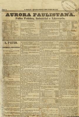 A Aurora paulistana [jornal], a. 1, n. 48. São Paulo-SP, 09 jun. 1852.