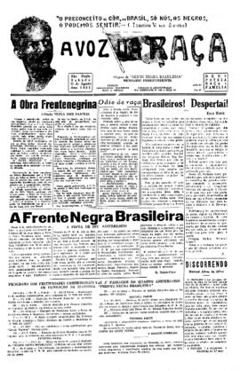 A Vóz da raça [jornal], a. 3, n. 47. São Paulo-SP, 31 ago. 1935.
