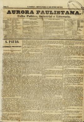 A Aurora paulistana [jornal], a. 1, n. 49. São Paulo-SP, 11 jun. 1852.