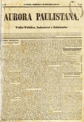 A Aurora paulistana [jornal], a. 2, n. 84. São Paulo-SP, 11 dez. 1852.