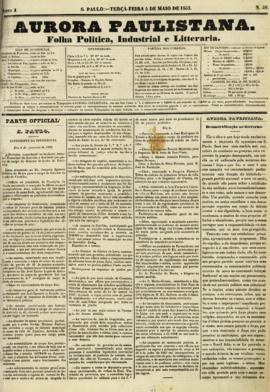 A Aurora paulistana [jornal], a. 1, n. 39. São Paulo-SP, 04 mai. 1852.