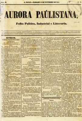 A Aurora paulistana [jornal], a. 2, n. 78. São Paulo-SP, 13 nov. 1852.