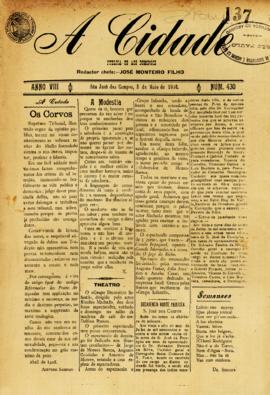 A Cidade [jornal], a. 8, n. 430. São José dos Campos-SP, 03 mai. 1908.