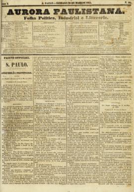 A Aurora paulistana [jornal], a. 1, n. 46. São Paulo-SP, 29 mai. 1852.