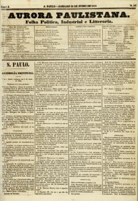 A Aurora paulistana [jornal], a. 1, n. 53. São Paulo-SP, 19 jun. 1852.