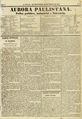A Aurora paulistana [jornal], a. 1, n. 31. São Paulo-SP, 31 mar. 1852.