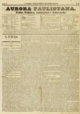 A Aurora paulistana [jornal], a. 1, n. 51. São Paulo-SP, 15 jun. 1852.