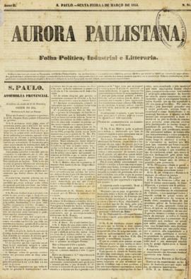 A Aurora paulistana [jornal], a. 02, n. 95. São Paulo-SP, 04 mar. 1853.