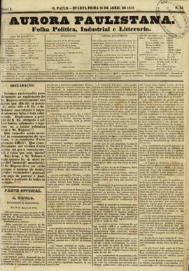 A Aurora paulistana [jornal], a. 1, n. 35. São Paulo-SP, 21 abr. 1852.