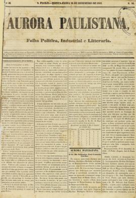 A Aurora paulistana [jornal], a. 2, n. 86. São Paulo-SP, 23 dez. 1852.