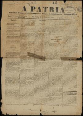 A Patria [jornal], a. 1, n. 1. São Paulo-SP, 21 mai. 1890.