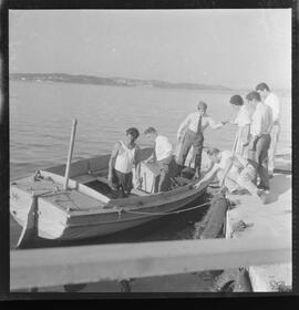 Fotografia "VIÚVA NEGRA'; INSETOS _ 'Viuva Negra (aranha)' - FAB e outras autoridades na Ilha do Governador vão dar caça e exterminar as Aranhas 'Viuvas [Viúvas] Negras'" ([Local n/d] , 1961) [negativo]. / Fotógrafo(a): L. SANTOS.  -- ITEM-0008.