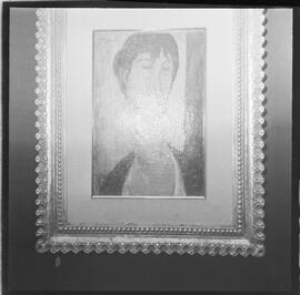 Fotografia "QUADRO DE 5 MILHÕES; ARTE = EXPOSIÇÃO GELERIA [GALERIA] MONTEMATRE' QUADRO QUE VALE CINCO MILHÕES DE AMADEO - MODIGLIANi" ([Local n/d] , 1961) [negativo]. / Fotógrafo(a): P. ANDRÉ.  -- ITEM-0001.