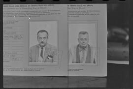 Fotografia "FALSIFICADORES DE DIPLOMAS' JACOB, procurado pela 'INTERPOL' por falsificação de DIPLOMAS. foto reprodução. (Bernand Eugene Senan e Percy William Herman)" ([Local n/d] , 1963) [negativo]. / Fotógrafo(a): Paulo Reis.  -- ITEM-0004.