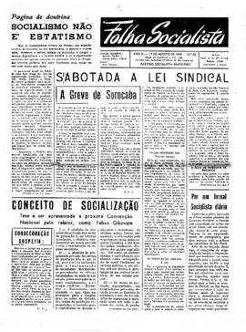 Folha socialista [jornal], a. 2, n. 32. São Paulo-SP, 01 ago. 1949.