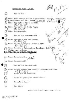 TV Tupi [emissora]. Ultra Notícias [programa]. Roteiro [televisivo], 01 mai. 1970.