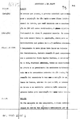 TV Tupi [emissora]. Aconteceu [programa]. Roteiro [televisivo], 20 out. 1975.