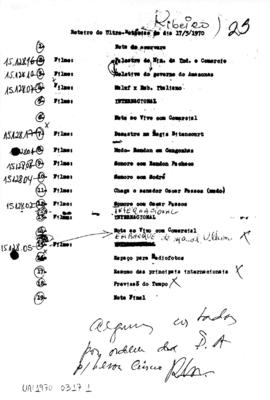 TV Tupi [emissora]. Ultra Notícias [programa]. Roteiro [televisivo], 17 mar. 1970.