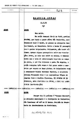 TV Tupi [emissora]. Informativo/Boletim CEESP [programa]. Roteiro [televisivo], 11 jun. 1973.