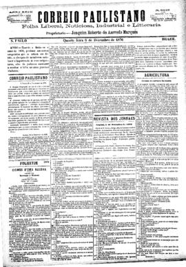 Correio paulistano [jornal], [s/n]. São Paulo-SP, 06 dez. 1876.