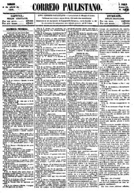 Correio paulistano [jornal], [s/n]. São Paulo-SP, 05 abr. 1856.