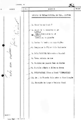 TV Tupi [emissora]. Ultra Notícias [programa]. Roteiro [televisivo], 29 jul. 1966.