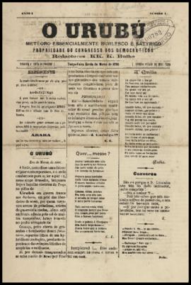 O Urubú [jornal], a. 1, n. 1. São Paulo-SP, [fev.] 1896.