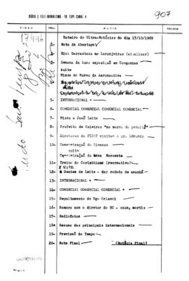 TV Tupi [emissora]. Ultra Notícias [programa]. Roteiro [televisivo], 17 out. 1969.