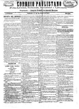 Correio paulistano [jornal], [s/n]. São Paulo-SP, 17 fev. 1877.