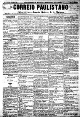 Correio paulistano [jornal], [s/n]. São Paulo-SP, 22 fev. 1883.