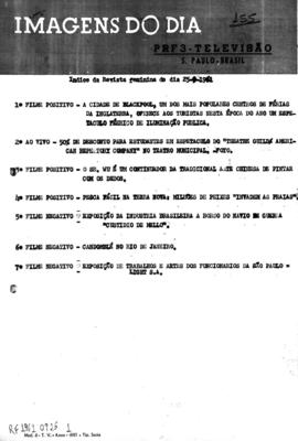 TV Tupi [emissora]. Revista Feminina [programa]. Roteiro [televisivo], 25 set. 1961.