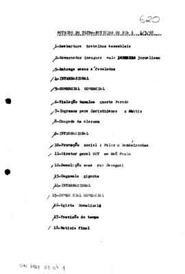 TV Tupi [emissora]. Ultra Notícias [programa]. Roteiro [televisivo], 04 mar. 1968.