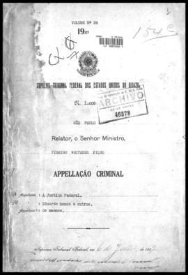 Processo... [apelação criminal], nª 1009/1927. [São Paulo-SP?], 1927. v. 24