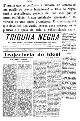 Tribuna negra [jornal], a. 1, n. 1. São Paulo-SP, set. 1935.