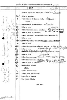 TV Tupi [emissora]. Ultra Notícias [programa]. Roteiro [televisivo], 18 jun. 1969.