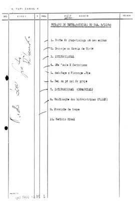 TV Tupi [emissora]. Ultra Notícias [programa]. Roteiro [televisivo], 05 dez. 1966.